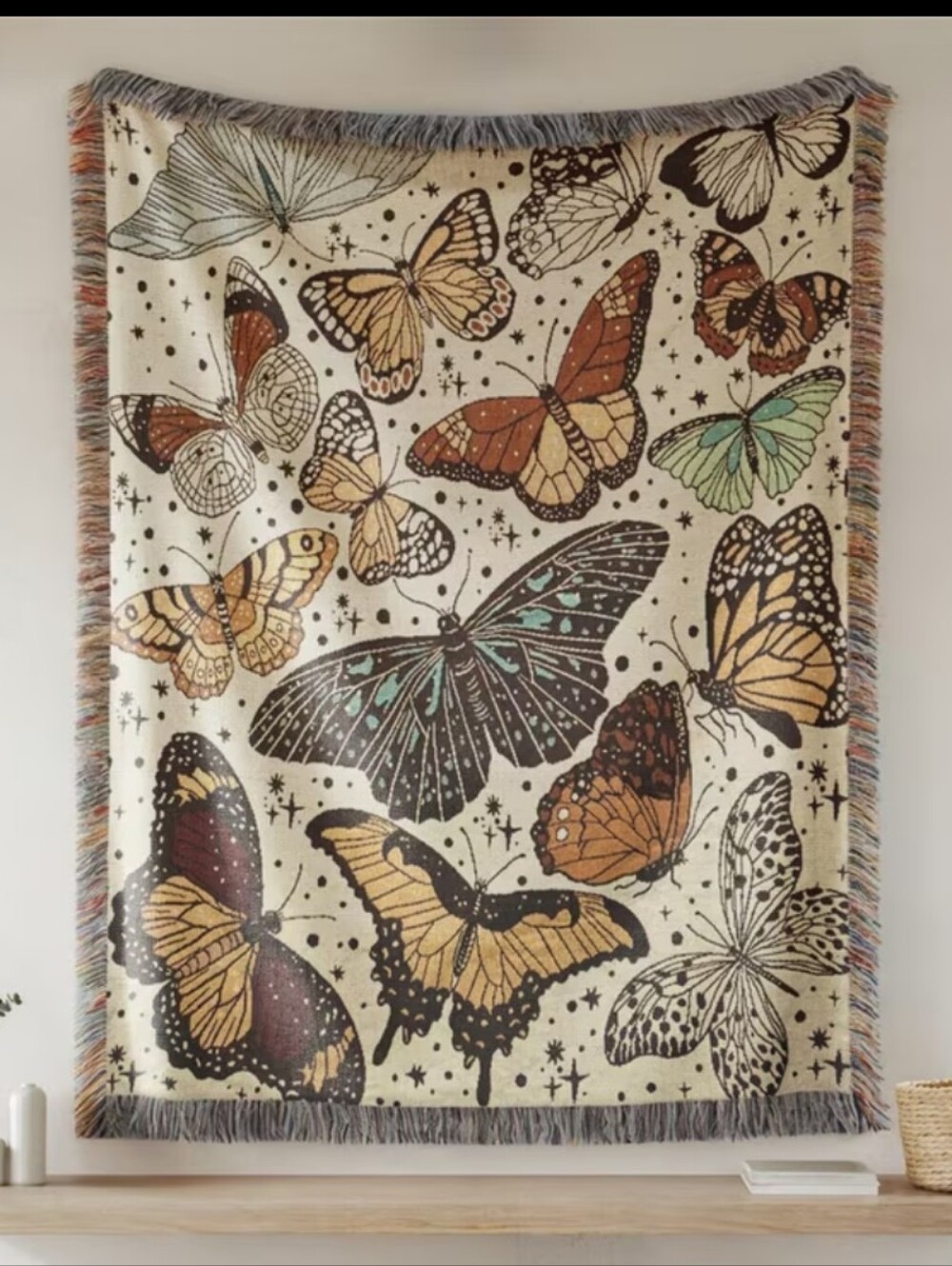 Butterfly Moth Throw Jacquard Tapestry